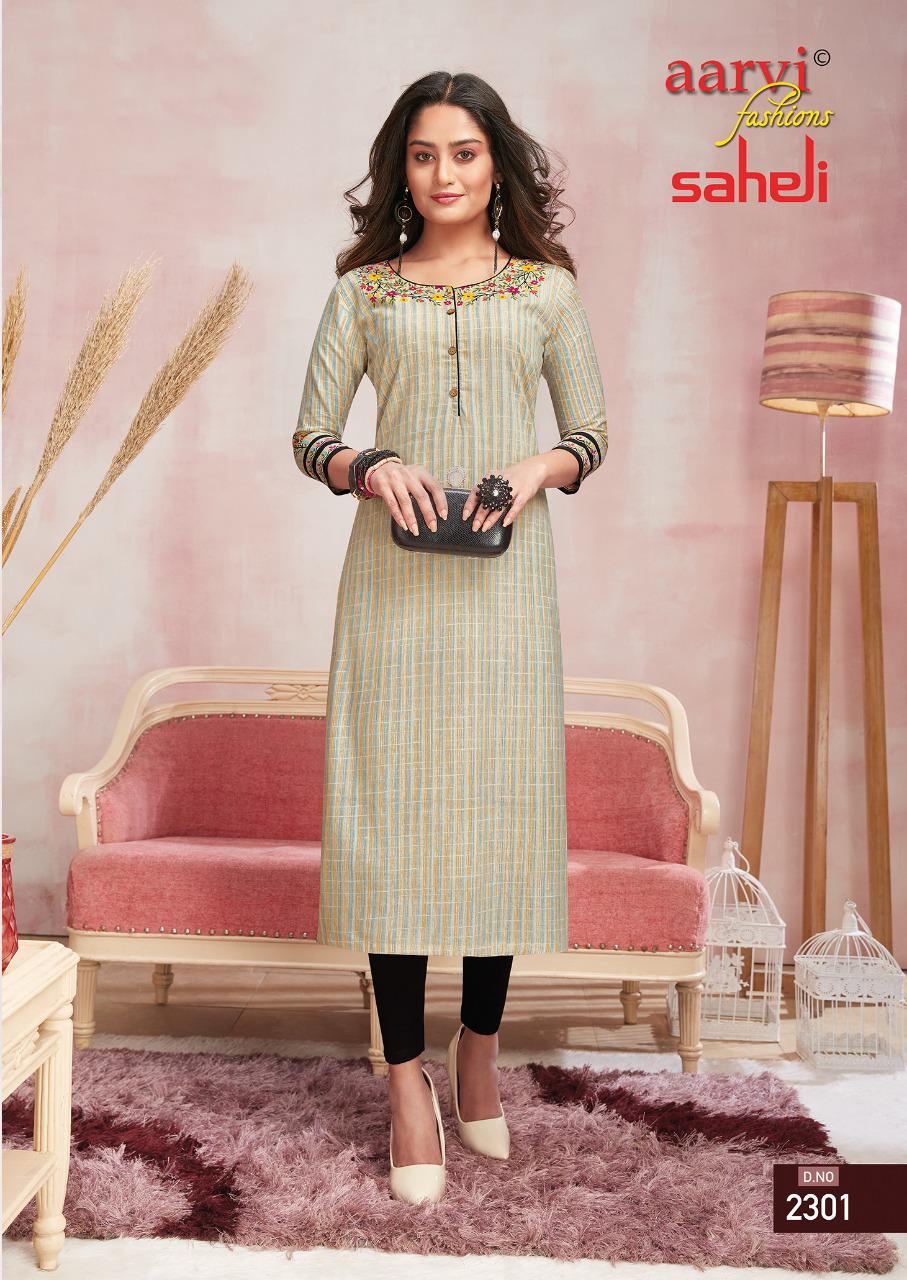 Aarvi Saheli 13 Fancy Regular Wear Cotton Designer Kurti Collection